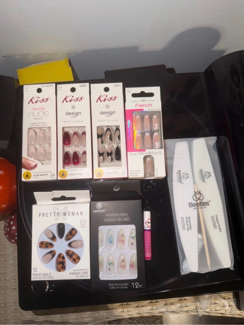 Kiss Mixed Ready-to-Wear Nail Sets in Nude, Pink, Burgundy & Black Accents